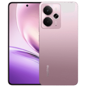 Realme 14 smartphone front and back view in Mecha Silver