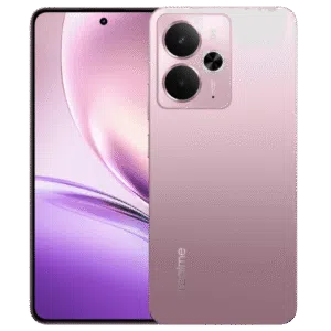 Realme 14 smartphone front and back view in Mecha Silver